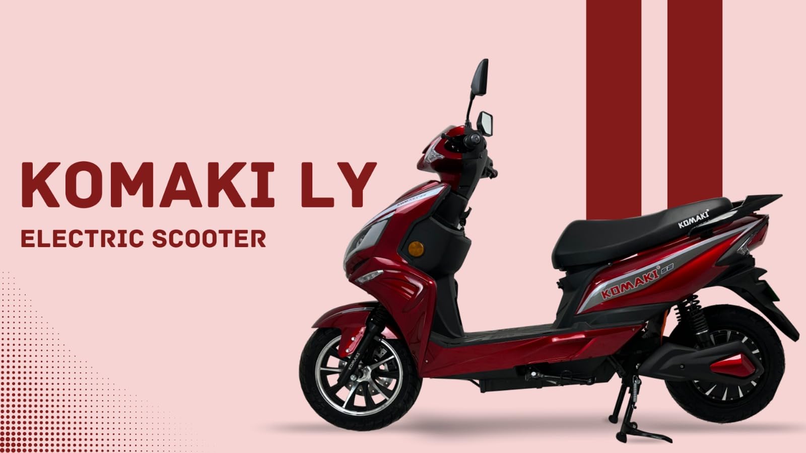 KOMAKI LY Double Battery Electric Scooty (62V34AH) - Cherry Red